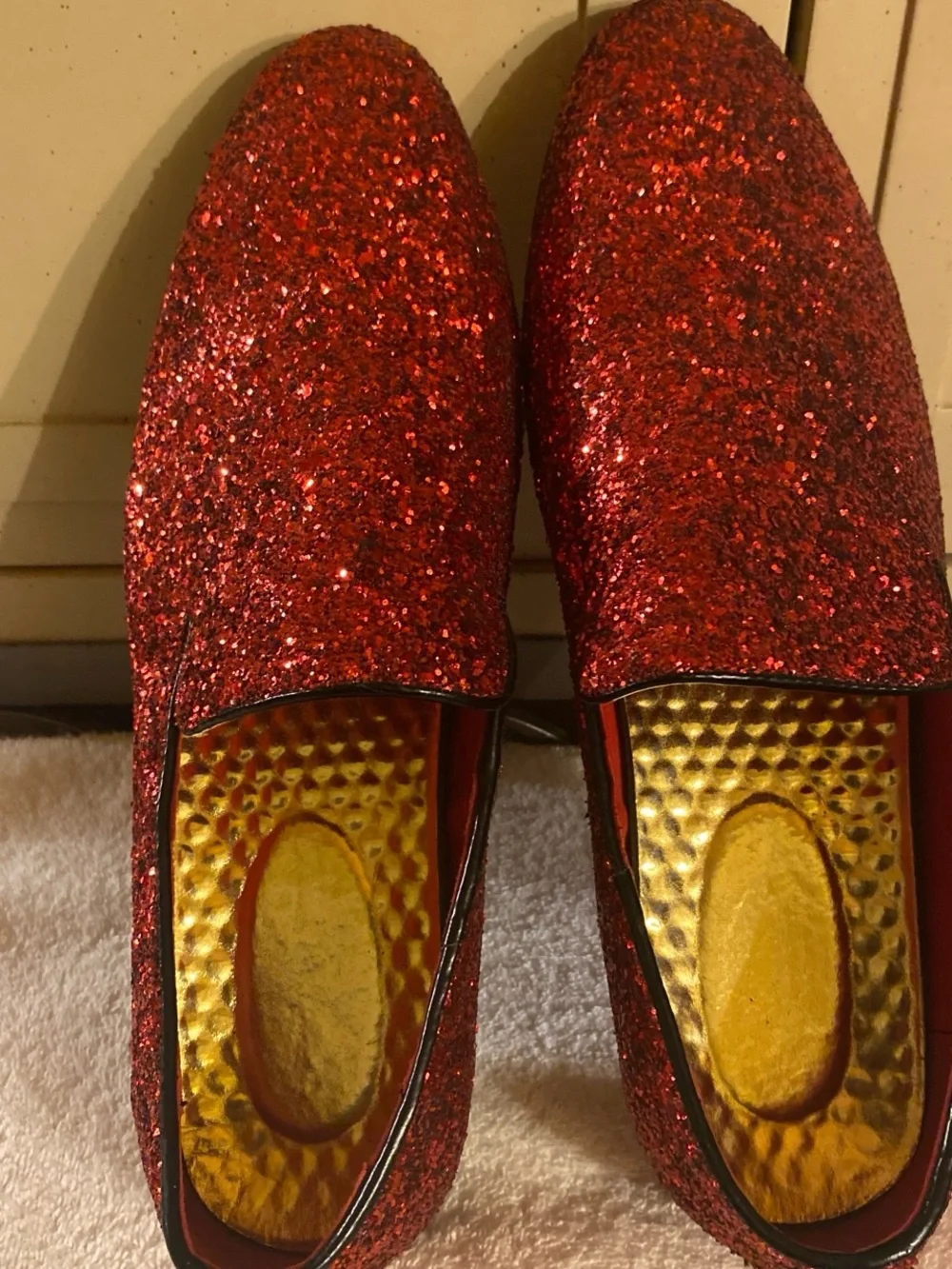 Source Unknown Red Glitter Men's Slip-On Loafers